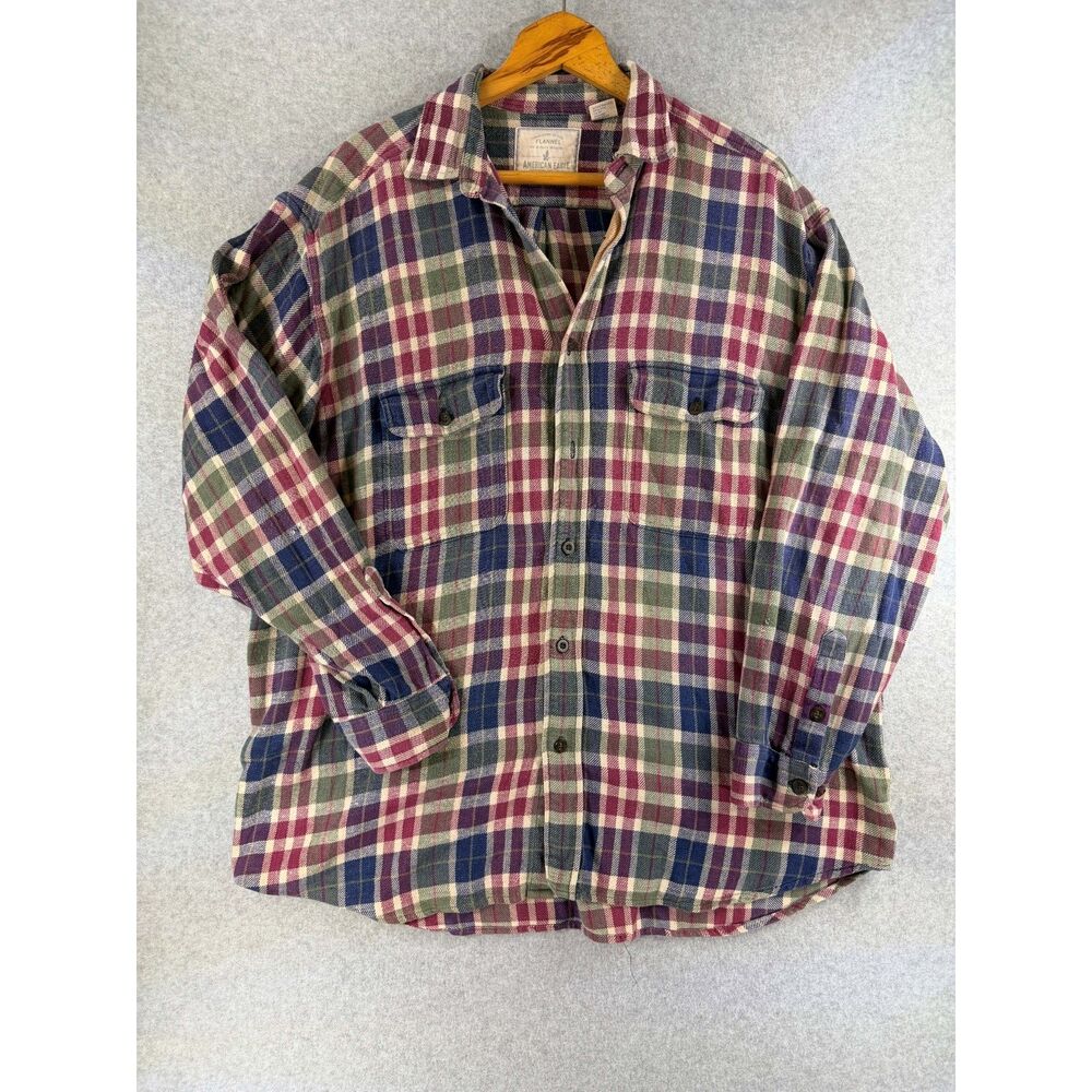 American Eagle Men’s XL Flannel Plaid Button Up Shirt Multicolor 3722